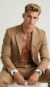 Nordic Man Handsome Man Tan Suit