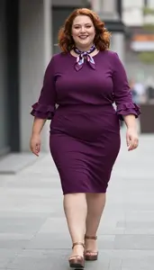 Body Positive Plus Size Pencil Skirt With Ruffle Sleeve Blouse