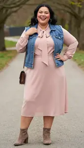 Bow Neck Blouse Plus Size Studio Portrait