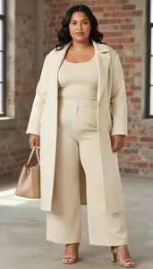 Chic Plus Size Woman In Ruched Side Tank Top With Lining Paired With High