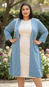 Cream Cream Bubble Dress With Volume Plus Size Fashion