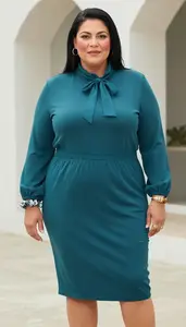 Flattering Plus Size Bow Neck Blouse