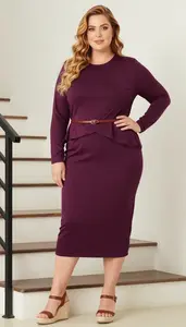 Plum Peplum Top Dress Plus Size Studio Portrait