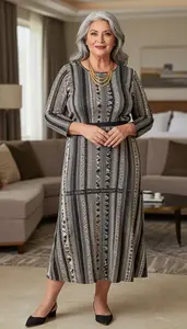 Plus Size Elegance Maxi Skirt With Fitted Tunic Top