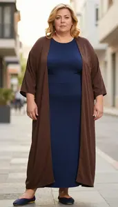 Plus Size Elegance Steel Blue Maxi Dress