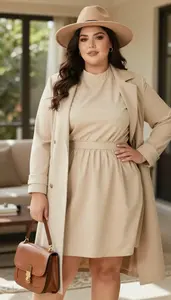 Plus Size Sand Bubble Dress With Volume Lifestyle Fashion
