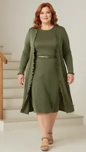 Ruffle Trim With Built In Support Paired With A Line Midi Skirt And Long Drapey