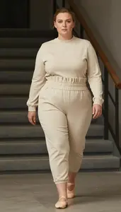Stylish Plus Size Look Paperbag Waist Trousers