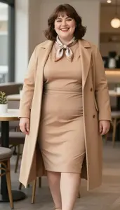 Tan Asymmetric Hem Midi Dress Plus Size Fashion