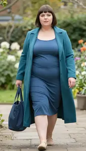 Trendy Plus Size Steel Blue Sundress With Adjustable Straps Photo