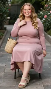 Asymmetric Hem Midi Dress For Spring For Plus Size Women