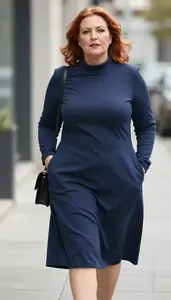 Asymmetric Hem Midi Dress Plus Size Urban Portrait