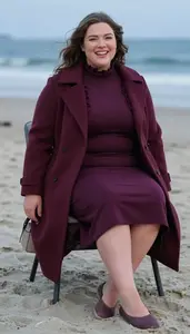 Aubergine Aubergine Turtleneck Midi Dress Plus Size Fashion