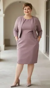 Beautiful Plus Size Look Mauve Tunic Dress With Side Slits