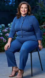 Beautiful Plus Size Look Ruffle Trim With Built In Support Paired With Straight