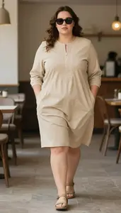 Body Positive Plus Size Tunic Dress With Embroidery For A Casual Occasion