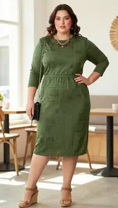 Body Positive Plus Size Shift Dress With Geometric Print