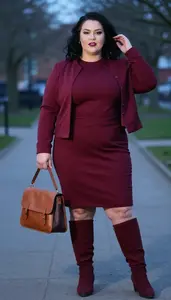 Body Positive Plus Size A Line Skirt With Fitted Top And Structured Jacket