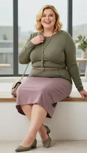 Bold Plus Size Look Mauve Asymmetric Hem Midi Dress