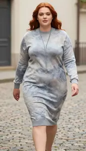 Confident Plus Size Knit Sweater Dress For Fall
