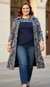 Confident Plus Size Style Asymmetrical Hem Top Paired With Straight Leg Jeans