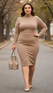 Confident Plus Size Style Sheath Dress With Side Panel Shaping For A Casual
