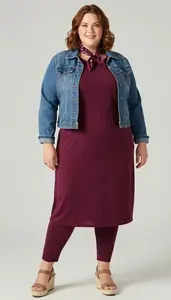Curvy Plus Size Aubergine Tshirt Dress With Side Pockets