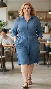 Curvy Plus Size Collared Shirt Dress