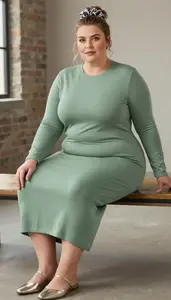 Curvy Plus Size Ebony Kaftan Style Dress