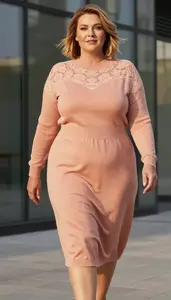 Curvy Plus Size Knit Sweater Dress For Fall Photo