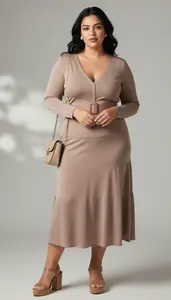Elegant Plus Size Style Tiered Skirt With Fitted Crop Cardigan