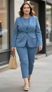 Empowered Plus Size Woman In Tailored Blazer With Trousers For A Business