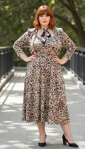 Flattering Plus Size Bow Neck Blouse Paired With Flowing Maxi Skirt And Bolero