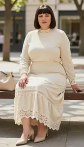 Flattering Plus Size Look Full Length Maxi Skirt