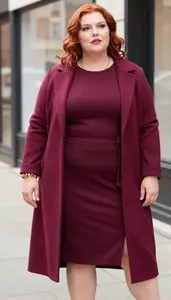Flattering Plus Size Maroon Tunic Dress With Side Slits