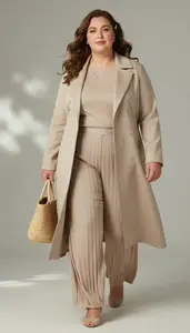 Flattering Plus Size Pleated Wide Leg Pants