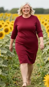 Flattering Plus Size Ruby Red Tshirt Dress With Side Pockets