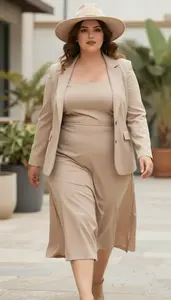 Flattering Plus Size Square Neckline Midi Dress