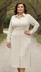 Glamorous Plus Size Look Button Down Shirt Dress For A Business Occasion