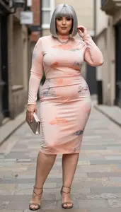 Graceful Plus Size Sheath Dress With Side Panel Shaping Photo