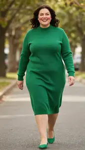 Graceful Plus Size Style Knit Sweater Dress For Fall