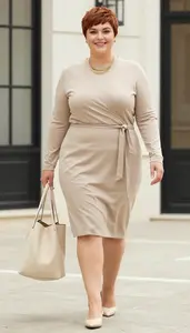 Long Sleeve Wrap Dress Plus Size Architectural Portrait
