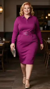 Magenta Magenta Polo Style Dress Plus Size Fashion