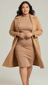 Modern Plus Size Pencil Skirt With Ruffle Sleeve Blouse Photo