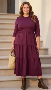 Plum Tiered Maxi Dress For Plus Size Women