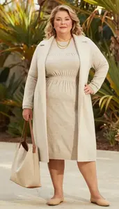 Plus Size Cashmere Sweater Dress For Winter Glamorous Shot
