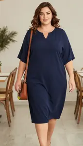 Plus Size Curve Celebrating Deep Navy Kaftan Style Dress