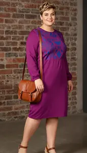 Plus Size Curve Celebrating Magenta Shift Dress With Geometric Print