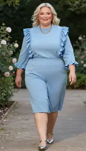 Plus Size Curve Celebrating Ruffle Sleeve Blouse