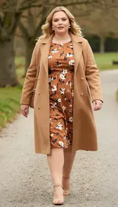 Plus Size Curve Celebrating Caramel Peplum Top Dress